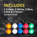Shopcorp 20mA Energy Saving LED Indicator Lights - 2 Blue, 2 White, 2 Yellow, 2 Green and 2 Red Bulbs - 16mm, 12V