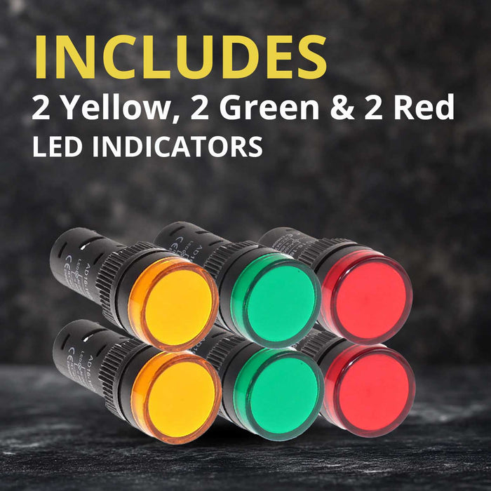 Shopcorp 20mA Energy Saving LED Indicator Lights - Yellow, Green, Red
