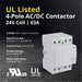 Shopcorp 63Amp AC/DC 4 Pole Normally Open UL Listed Contactor, 24V Coil, IEC 400V DIN Rail