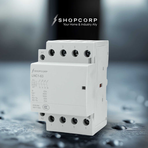 Shopcorp 40A 4 Pole NO IEC 400V Contactor - 110/120VAC Coil for HVAC, AC, Motor Load, and Lighting