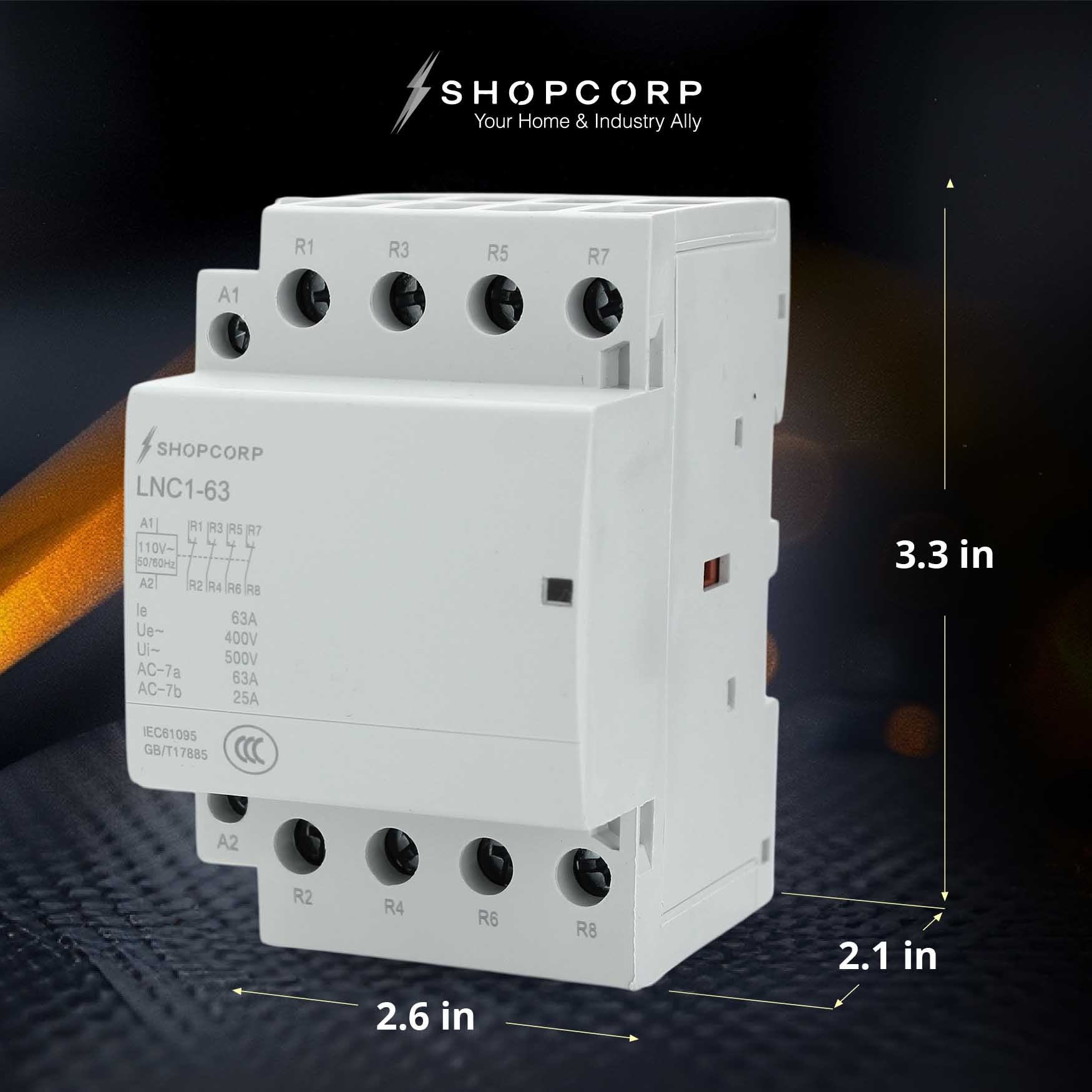 Closed Contactor Contactor, 4 Pole Normally Closed, General Purpose, 110/120V, 40A + DIN ...