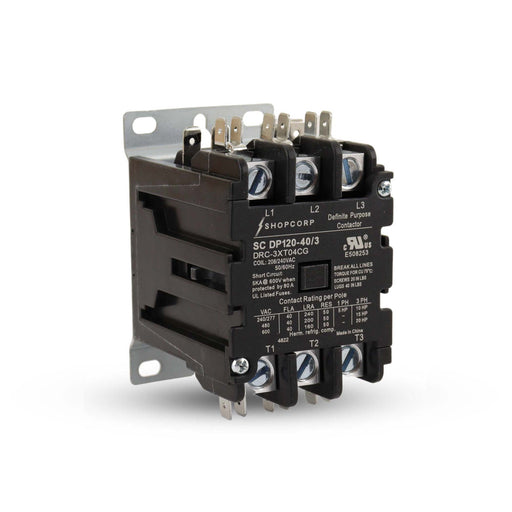 Shopcorp 40A 3 Pole Definite Purpose Contactor – 240V Coil, UL Listed for HVAC &amp; Refrigeration