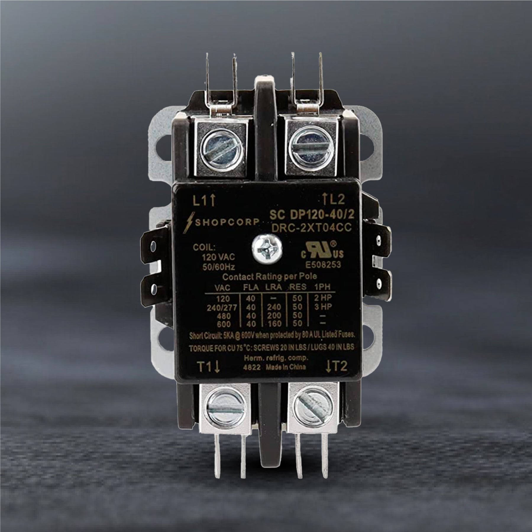 Contactor 40A, 600V, 24V, 2 Pole, Inductive 40A/Resistive 50A ...