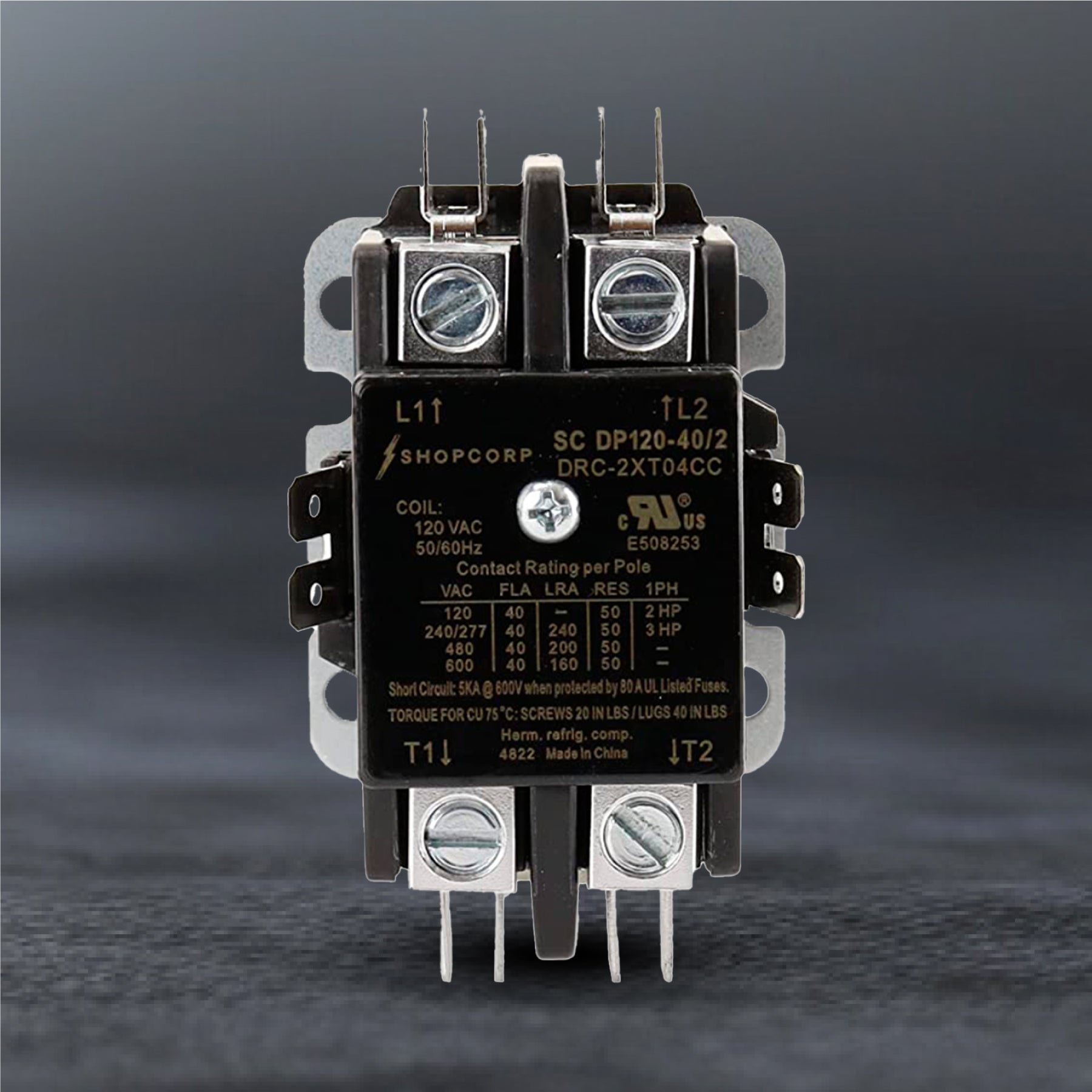 Contactor 40A, 600V, 24V, 2 Pole, Inductive 40A/Resistive 50A ...