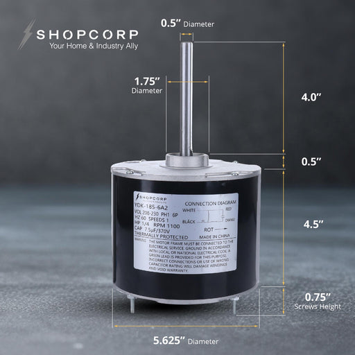 Shopcorp 5KCP39EGS070S Condenser Motor,3905 1/4 HP, 208/230V Condenser Fan Motor, OEM Standard Upgraded Replacement Condenser Fan Motor Aluminum Wire