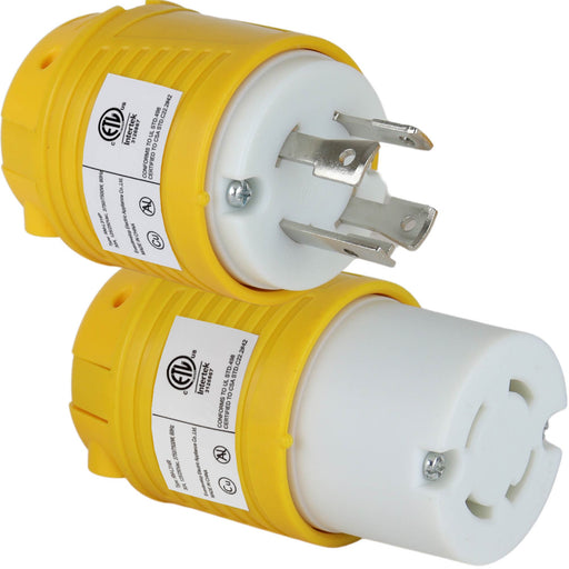 NEMA L14-30P and L14-30R Industrial Generator Plug and Connector Set - Twist Lock Adapter - 30 Amp AC 125V/250V 3 Pole - 4 Wire Grounding 2-Pack for Generators, Trailers and RV Accessories