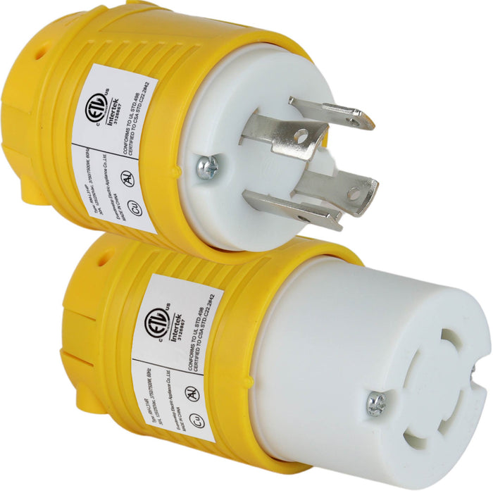 NEMA L14-30P and L14-30R Industrial Generator Plug and Connector Set - Twist Lock Adapter - 30 Amp AC 125V/250V 3 Pole - 4 Wire Grounding 2-Pack for Generators, Trailers and RV Accessories