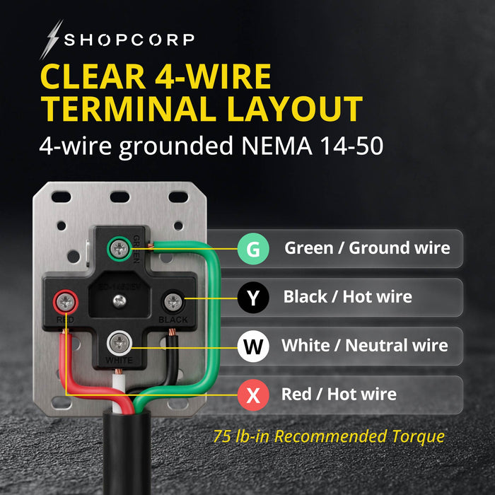Shopcorp NEMA 14-50R Outlet | 50 Amp 125/250V EV Charging Receptacle
