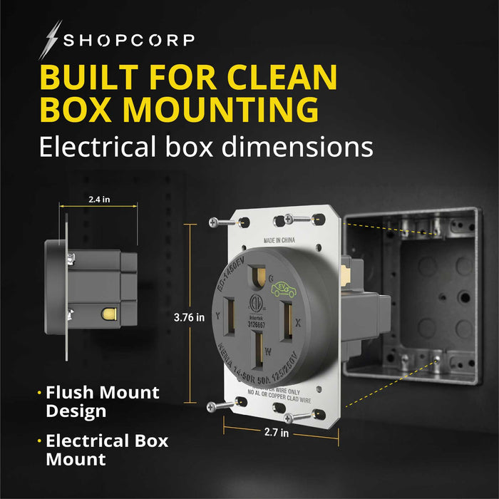 Shopcorp NEMA 14-50R Outlet | 50 Amp 125/250V EV Charging Receptacle