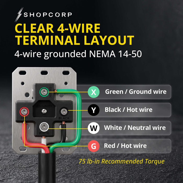 Shopcorp NEMA 14-50R Outlet | 50 Amp 125/250V EV Charging Receptacle