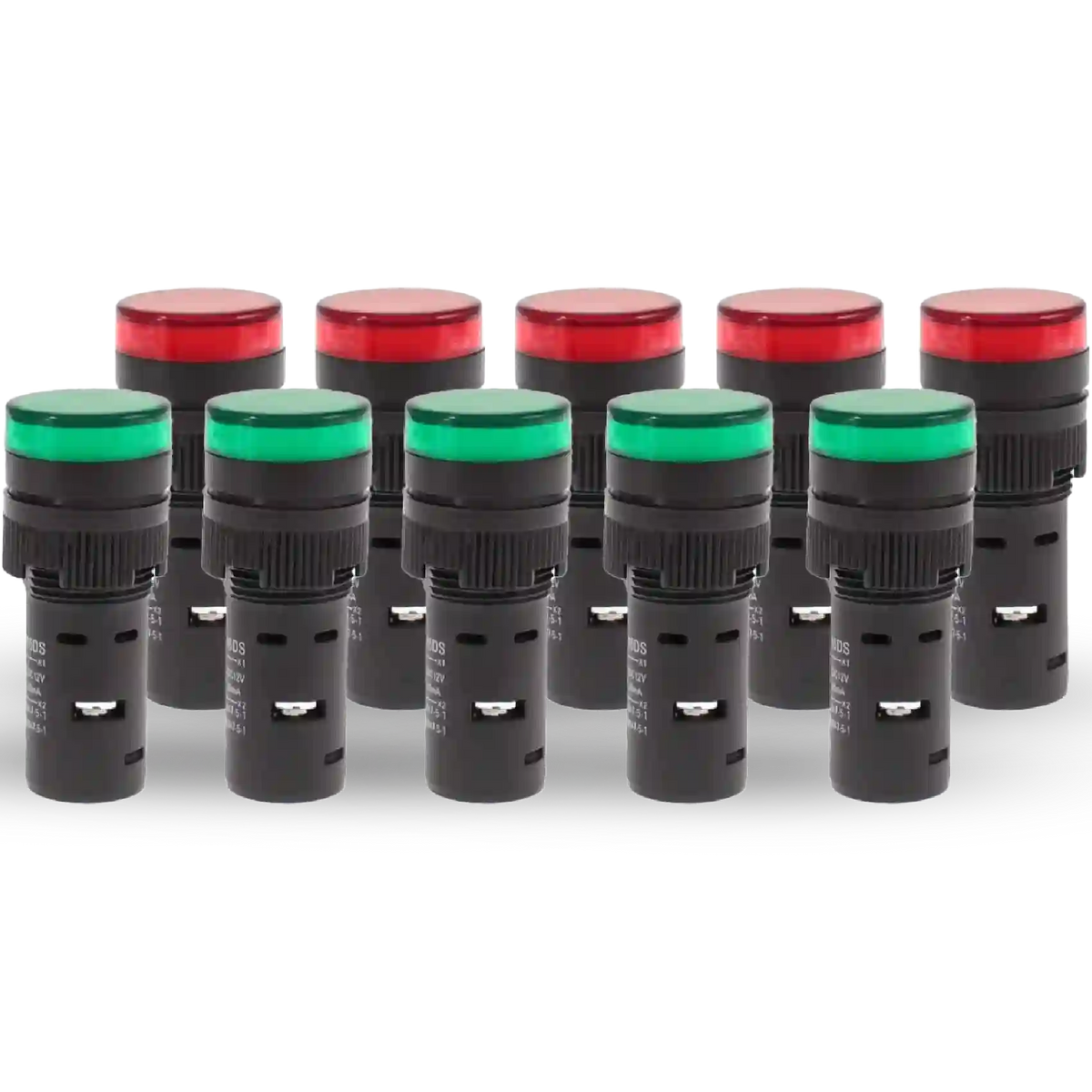 20mA Energy Saving LED Indicator Lights, 10 Pack - 5 Green and 5