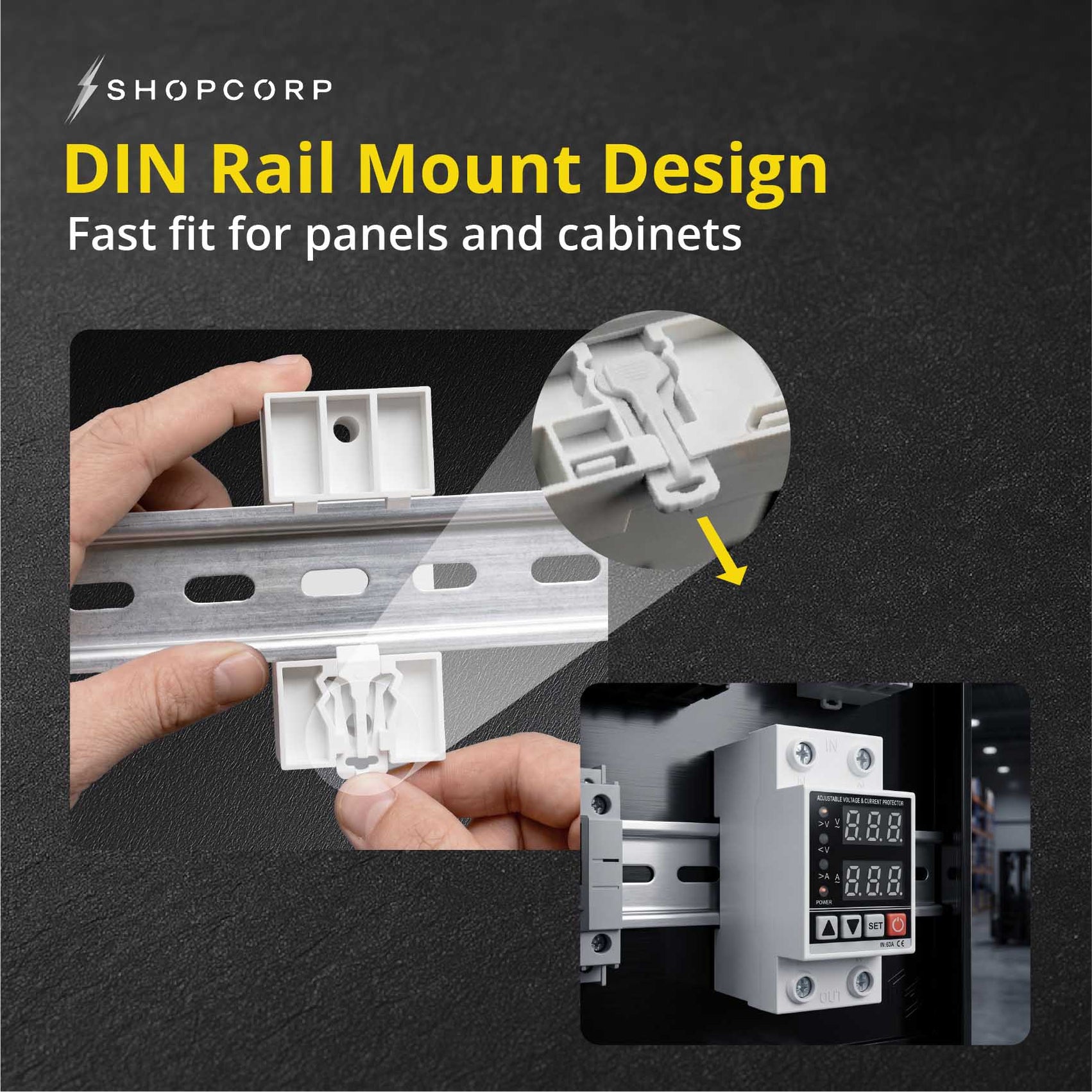 63A DIN Rail Voltage Protector AC 120V with Digital V/A Monitor ...