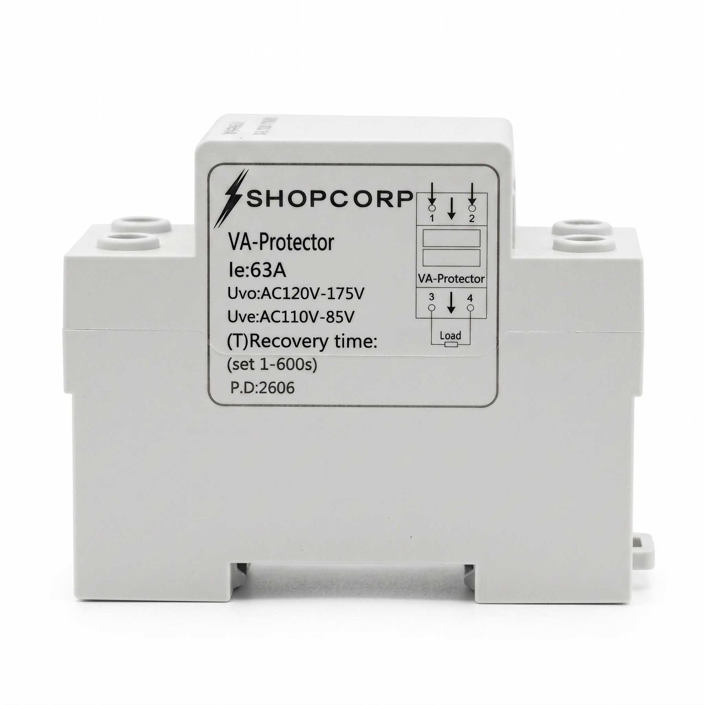 63A DIN Rail Voltage Protector AC 120V with Digital V/A Monitor ...