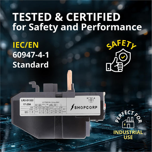 Shopcorp Thermal Overload Relay LRD1322, 17–25A, 1NO + 1NC, IEC 60947-4-1 Motor Protection Relay