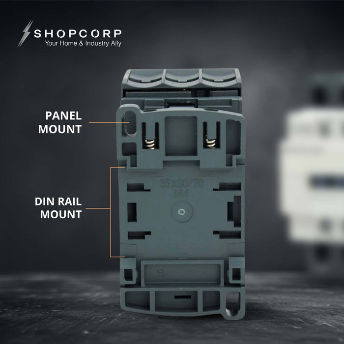 Shopcorp 30A 3 Pole Contactor - NO IEC 660V, Aux 1NO/1NC - 110/120VAC Coil or 220/240VAC Coil for HVAC, AC, Motor and Lighting