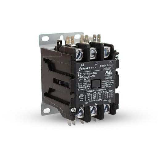Shopcorp 40 Amp 3 Pole Definite Purpose Contactor – 24VAC Coil, UL Listed for HVAC, Refrigeration & Heat Pump Systems
