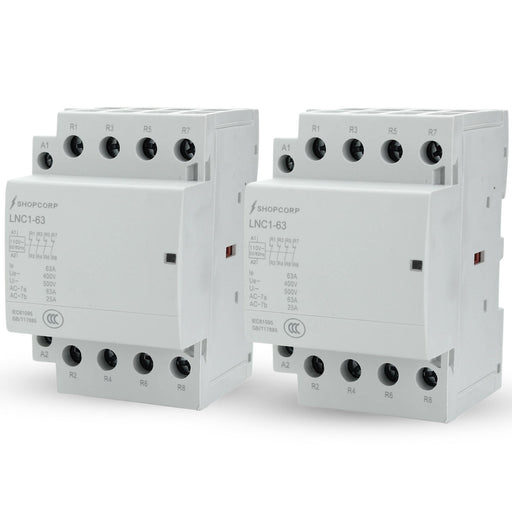 Shopcorp 60A 4 Pole Normally Closed Contactor - IEC 400V - 110/120VAC Coil | 2 Pack | for HVAC Systems, AC, Motor Load and Lighting 2 Pack