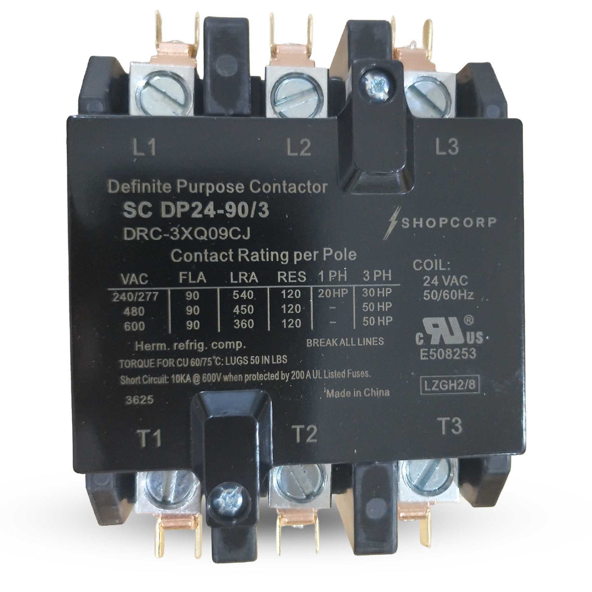 Line Definite Purpose Contactor 90A 3 Pole Definite Purpose Contactor | UL Listed 24V Coil Shopcorp ...