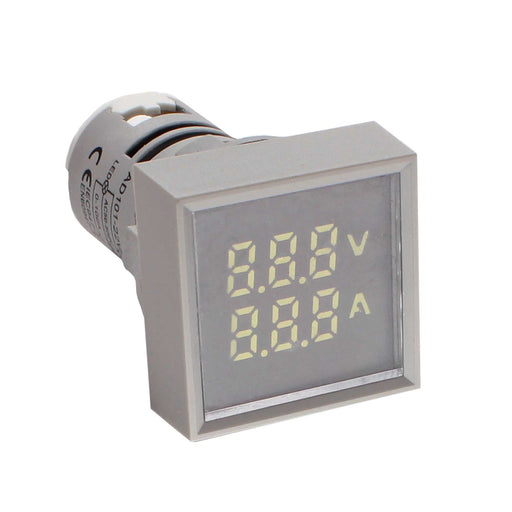 Shopcorp LED Volt Amp Meter 22mm Panel Mount, AC50-500V & 0-100A with CT Sensor – 1 Pack Gray
