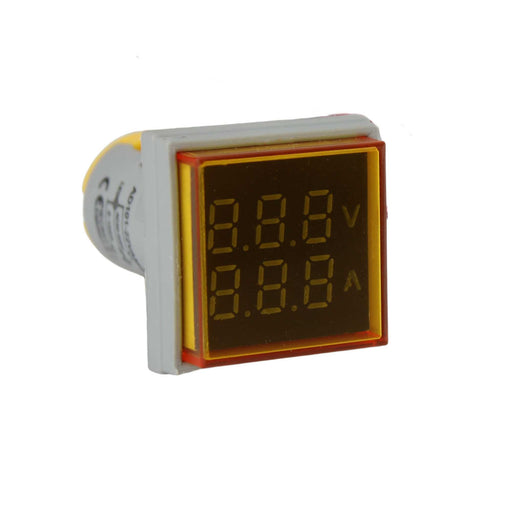 Shopcorp LED Volt Amp Meter 22mm Panel Mount, AC50-500V & 0-100A with CT Sensor – 1 Pack Yellow