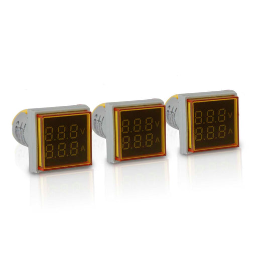 Shopcorp LED Volt Amp Meter 22mm Panel Mount, AC50-500V & 0-100A with CT Sensor | 3 Pack 
