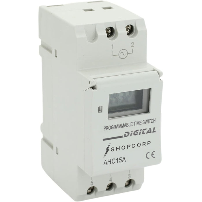 Shopcorp HD Display Memory Function Timer - ATHC 15A, 110V, DIN Rail Mounting