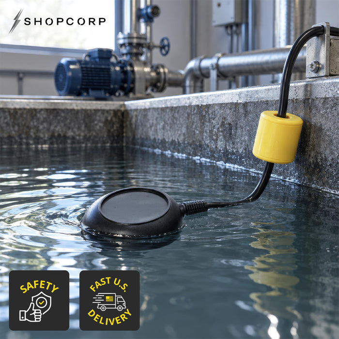 Shopcorp Water Level Meter Sensor, Float Switch for Sump Pump - Dual Operation, 250V and 10A Max Current