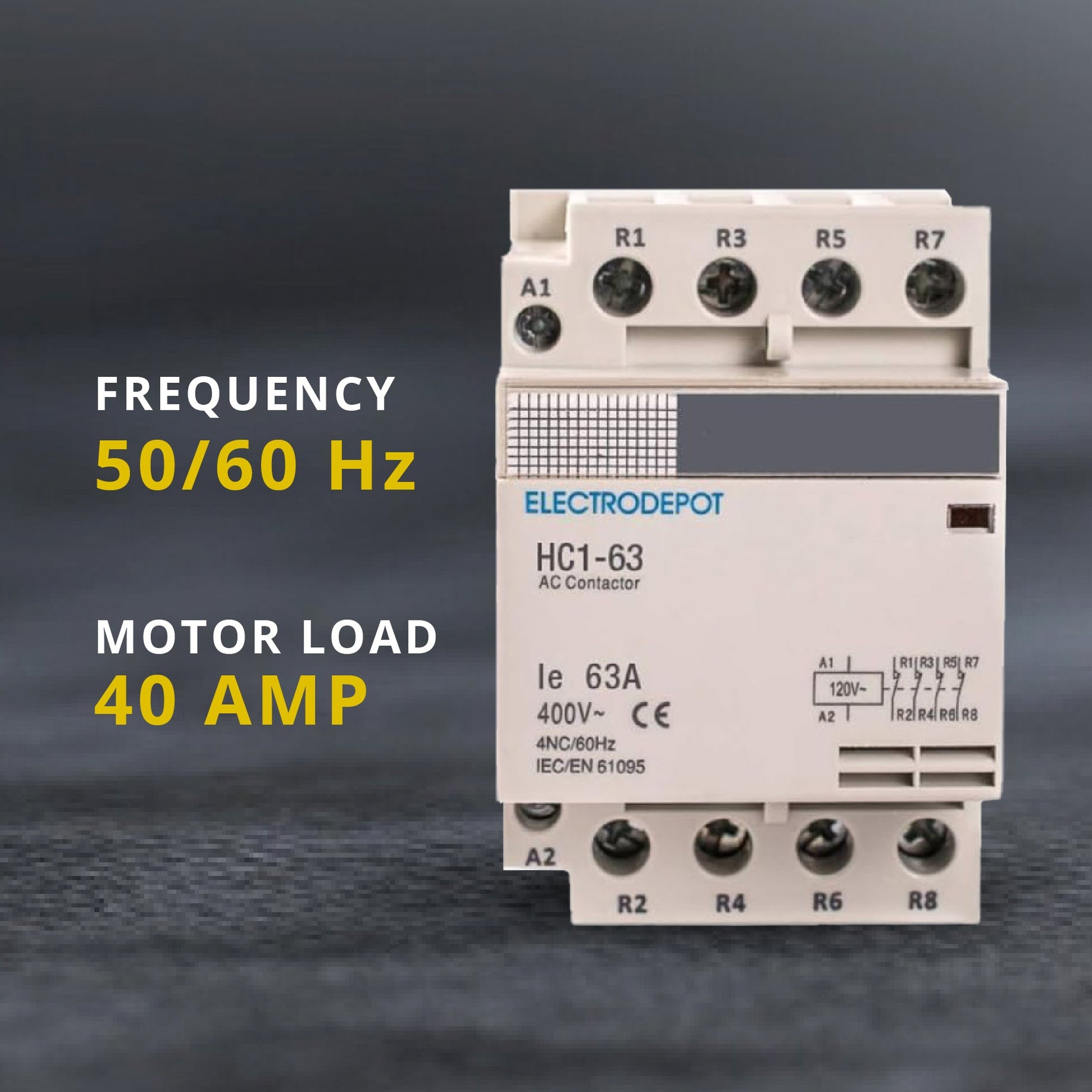 Contactor 60A, 400V, 110/120VAC, 4 Pole Normally Open, — ContactorDepot.com