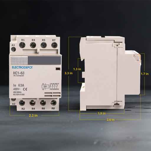 Electrodepot Contactor - 30 Amp 4 Pole Normally Closed IEC 400V - 110/120VAC Coil for HVAC, AC, Motor Load and Lighting.