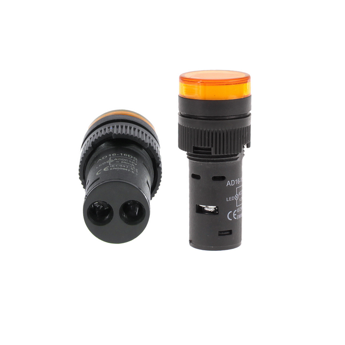 Shopcorp LED Indicator Light 16mm , 12V / 24V / 110–120V AC/DC, Yellow – 10 Pack