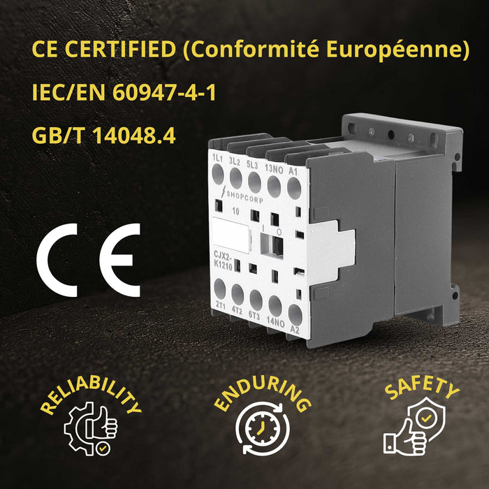 Shopcorp Mini Contactor 3 Pole – 220V Coil, 12A AC-3 20A AC-1, IEC 690V for HVAC, Lighting & Motor Control