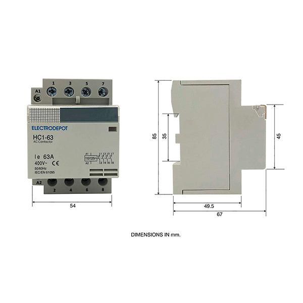 Electrodepot Contactor - 60 Amp 4 Pole Normally Open Contactor 400V - 110/120VAC for HVAC AC Motor and Lighting