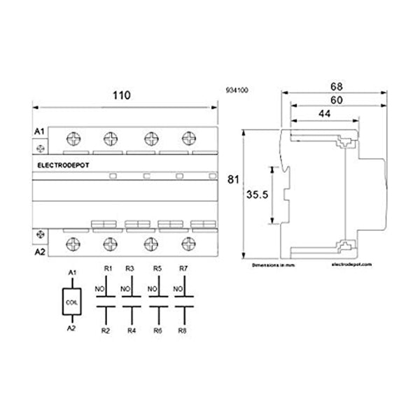 Electrodepot 100A 4 Pole Normally Open Contactor - Reliable electrical component for HVAC, AC, motor loads, and lighting control with 110/120VAC compatibility