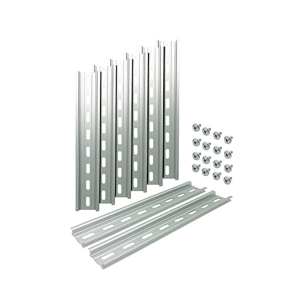 Electrodepot 8 Pieces Slotted Aluminum DIN Rail (35 mm x 8-in) with 16 #10 Stainless Steel Screws