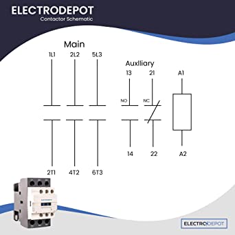 Electrodepot 20 Amp 3 Pole IEC 110 / 120VAC Normally Open (NO) Contactor