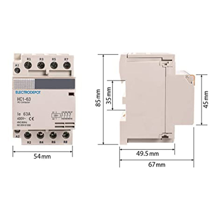 Electrodepot 4 Pole 40A Normally Open IEC 500V Contactor