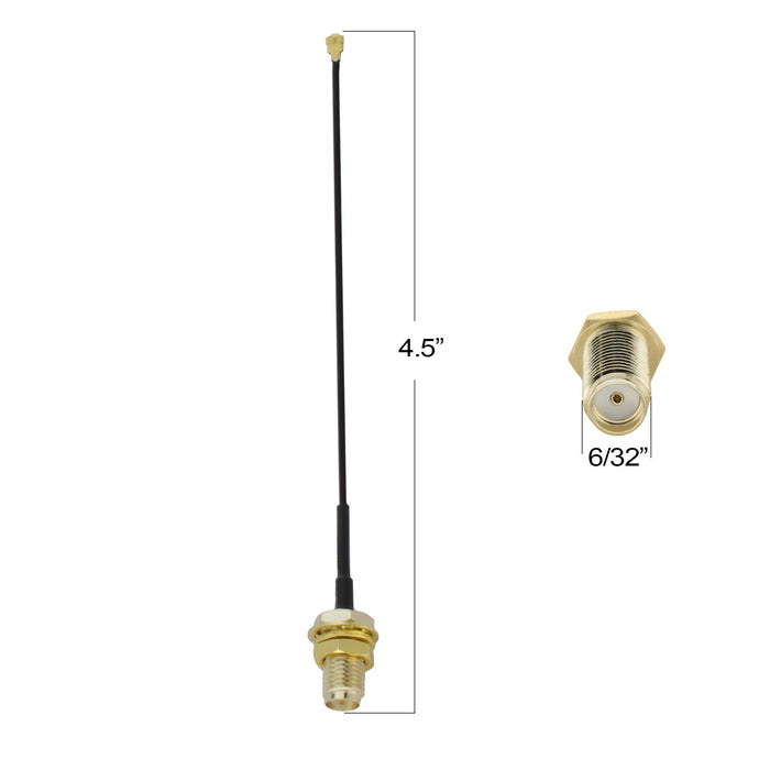 Shopcorp Pigtail Antenna Cable Adapter with SMA Female to 1.13 mm and 10-cm Long IPEX Connector