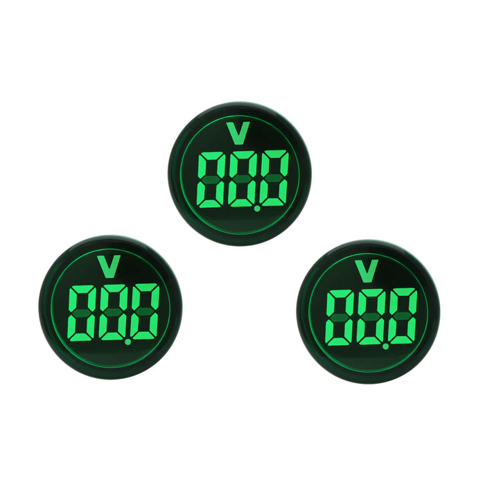 Shopcorp Round LED Voltage Meter Indicator – AC20-500V, 22 mm Digital Voltmeter