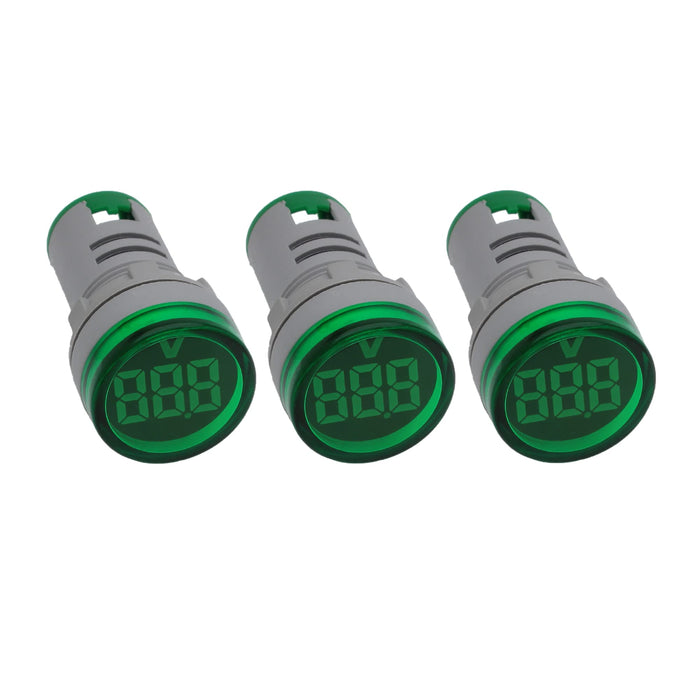 Shopcorp Round LED Voltage Meter Indicator – AC20-500V, 22 mm Digital Voltmeter