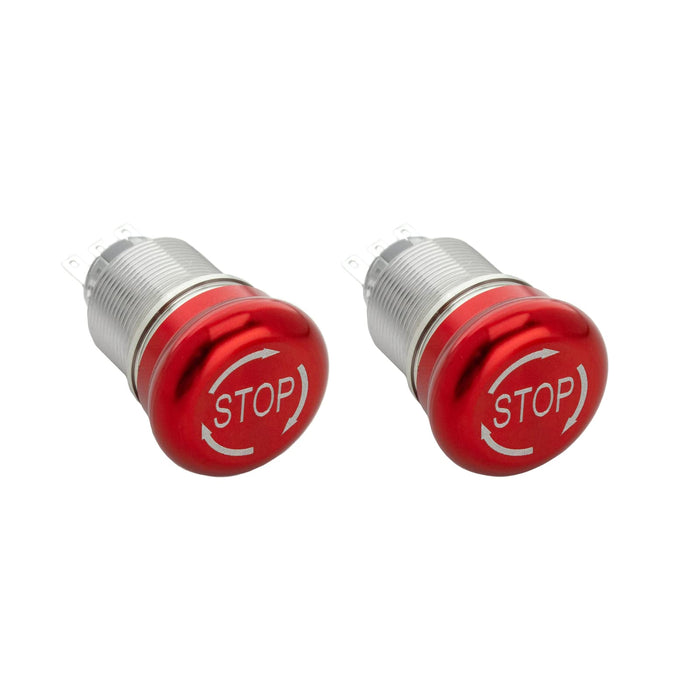 Shopcorp Aluminum Emergency Push Button, 1 N/O and 1 N/C - 22mm Waterproof Latching Switch