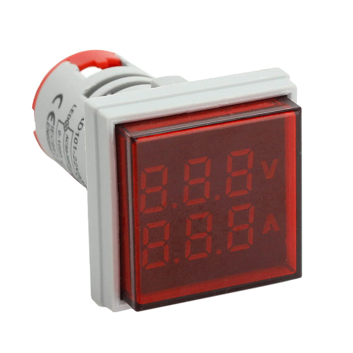 Shopcorp Digital Led Display Indicator Voltmeter and Ammeter - AC50-500V and 0-100A (Gray/Red)