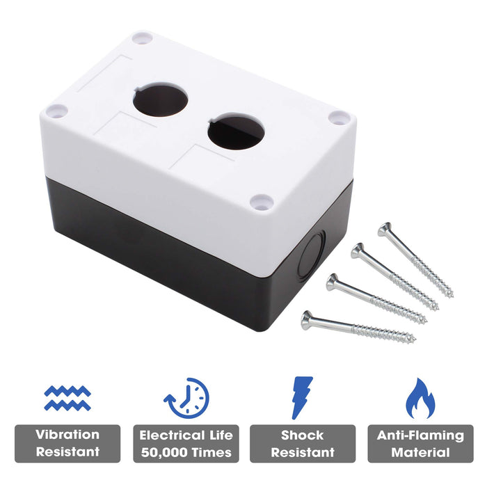 Shopcorp Push Button Switch Control Station Box - 22mm Double Push Button Hole, Dustproof and Waterproof, 1NO/1NC