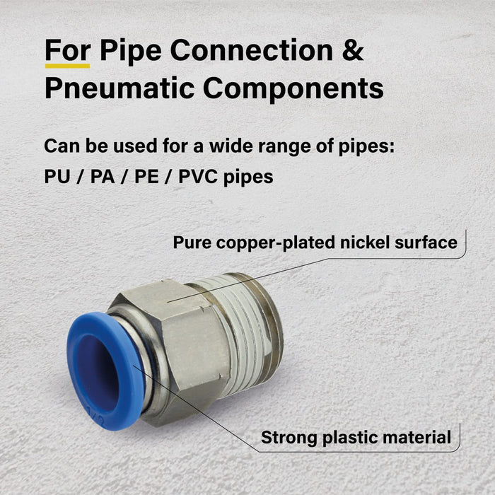 Shopcorp Metal Straight Air Fittings Push to Connect Fittings, NPT Quick Connect