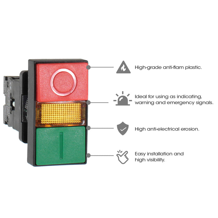 Push Button On/Off Switch for Distribution Boxes, Double Head ...