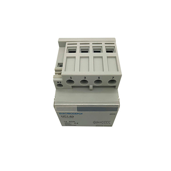 Electrodepot Contactor - 60A 4 Pole Normally Open Contactor 400V - 110/120VAC for HVAC, AC, Motor Load and Lighting - With DIN Rail and 2 Screws