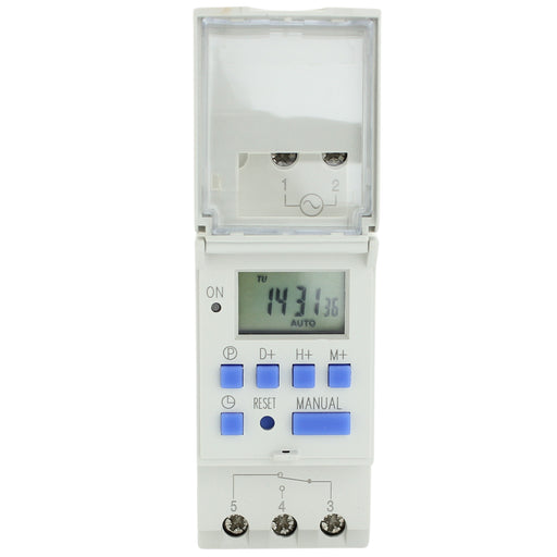 Shopcorp HD Display Memory Function Timer - ATHC 15A, 110V, DIN Rail Mounting