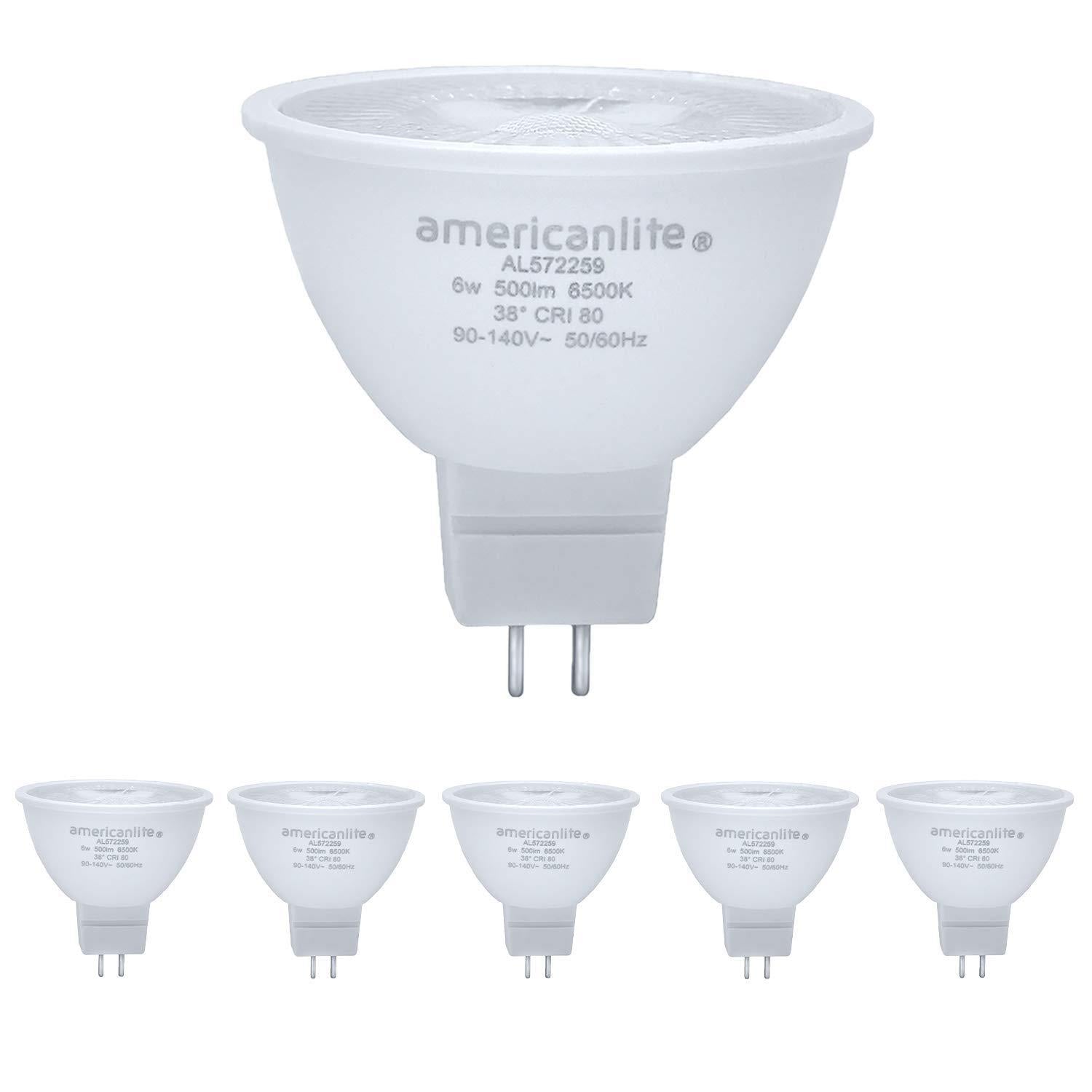6W MR16 LED Cool White Dimmable 400LM Flood Light Bulb - 35w equal –  BulbAmerica