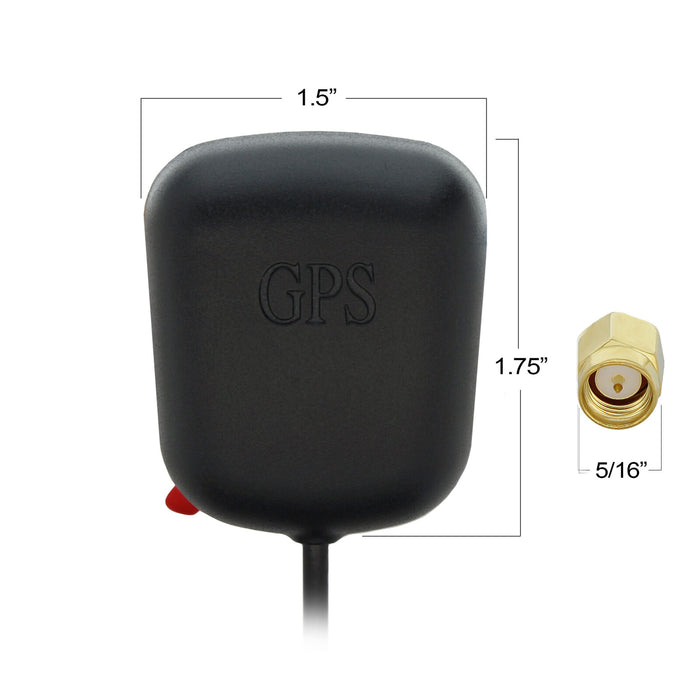 Shopcorp Active and Waterproof GPS Antenna with SMA Male and 3 ft - 28dB Gain, 3-5VDC (Magnetic Base)